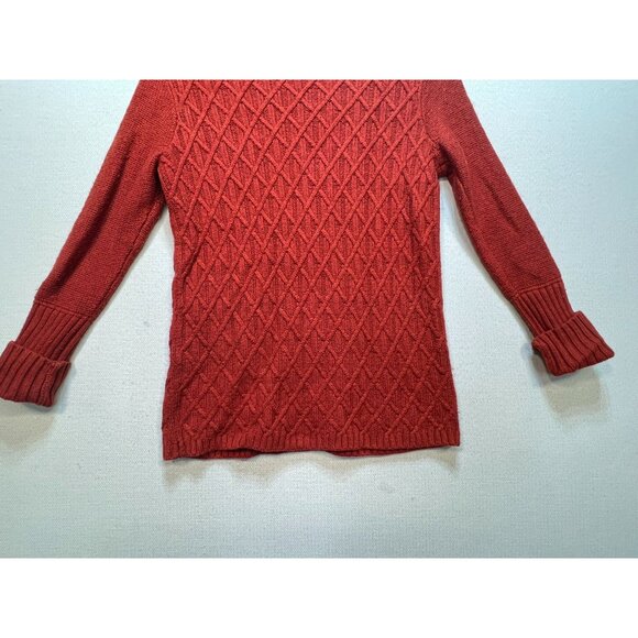 J. Crew Women's Wool Pullover Sweater Cable Knit Stretch Size M Rust Long Sleeve - Picture 9 of 9